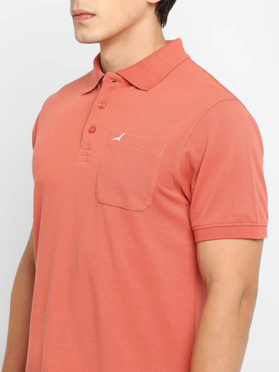 Polo Collar T-Shirt for Men with Pocket - Salmon