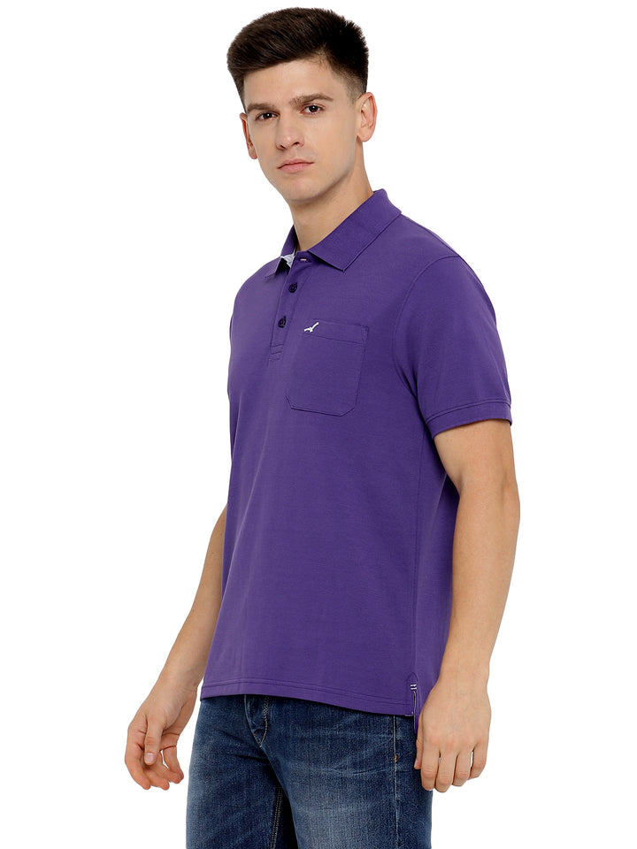Polo Collar T-Shirt for Men with Pocket - Heliotrope