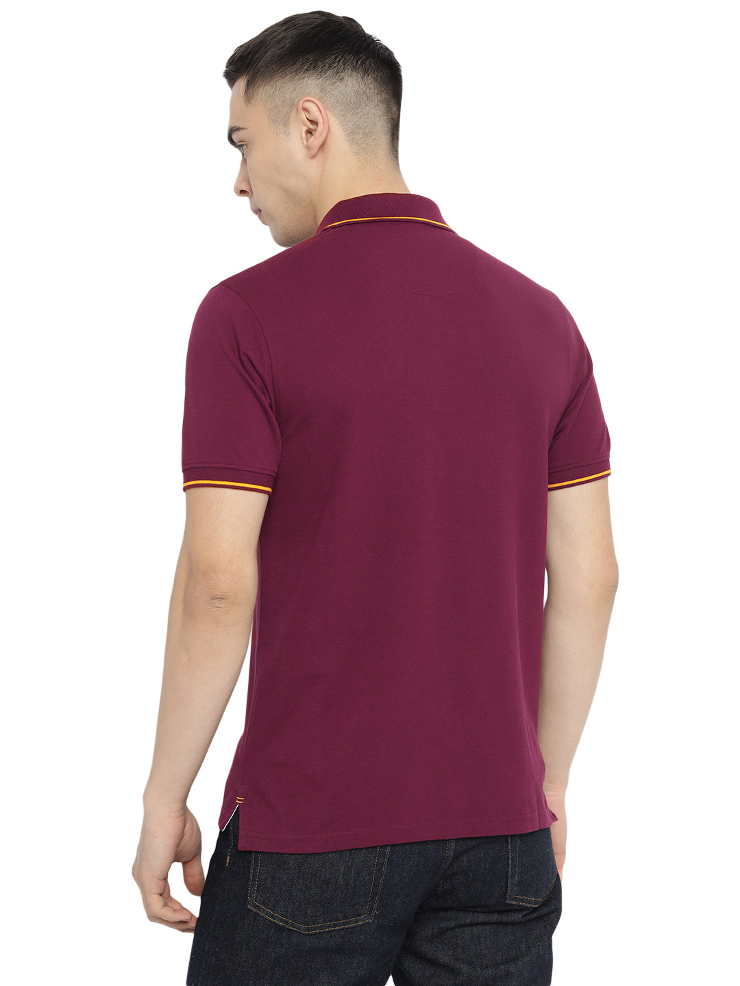 Polo Collar T-Shirt for Men with Pocket - Burgundy