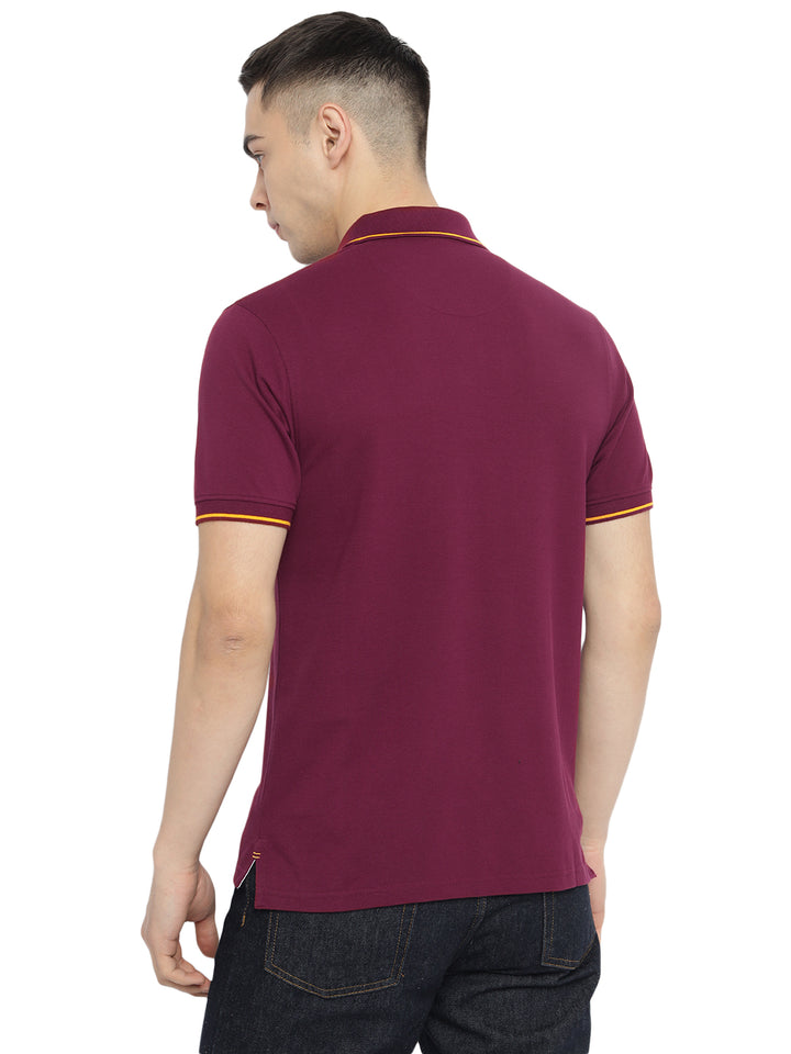 Polo Collar T-Shirt for Men with Pocket - Burgundy