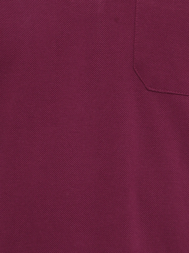 Polo Collar T-Shirt for Men with Pocket - Burgundy