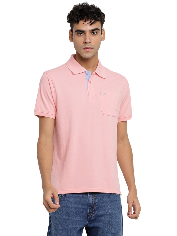 Polo Collar T-Shirt for Men with Pocket - Crystal Rose