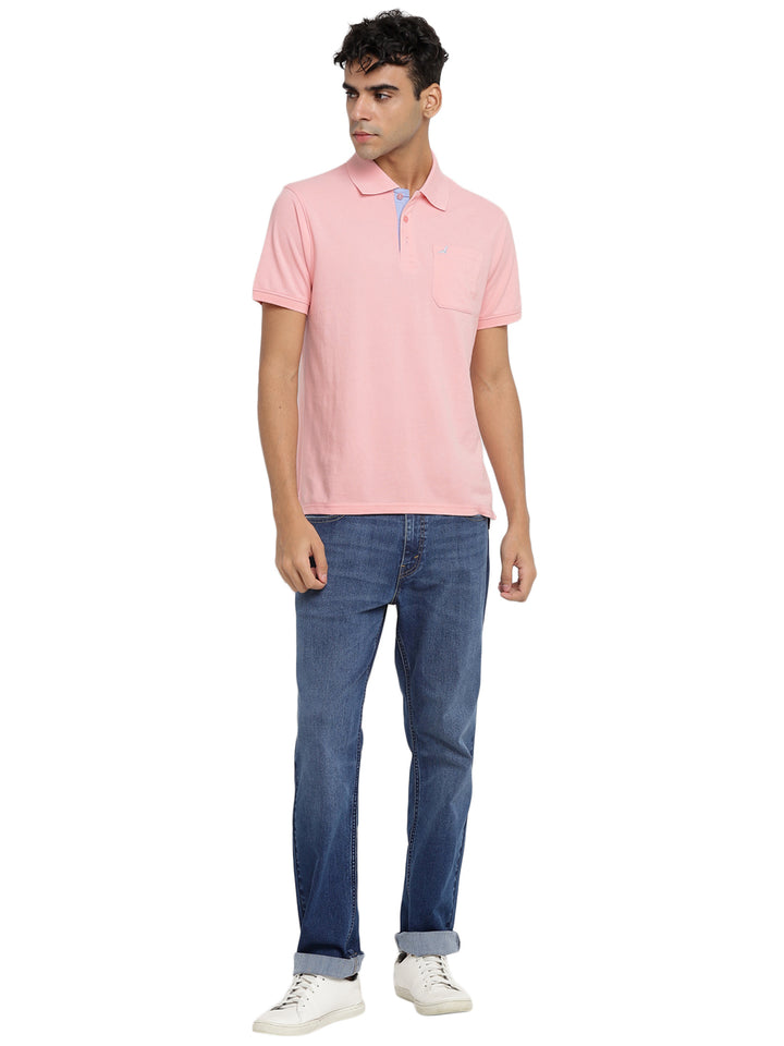 Polo Collar T-Shirt for Men with Pocket - Crystal Rose