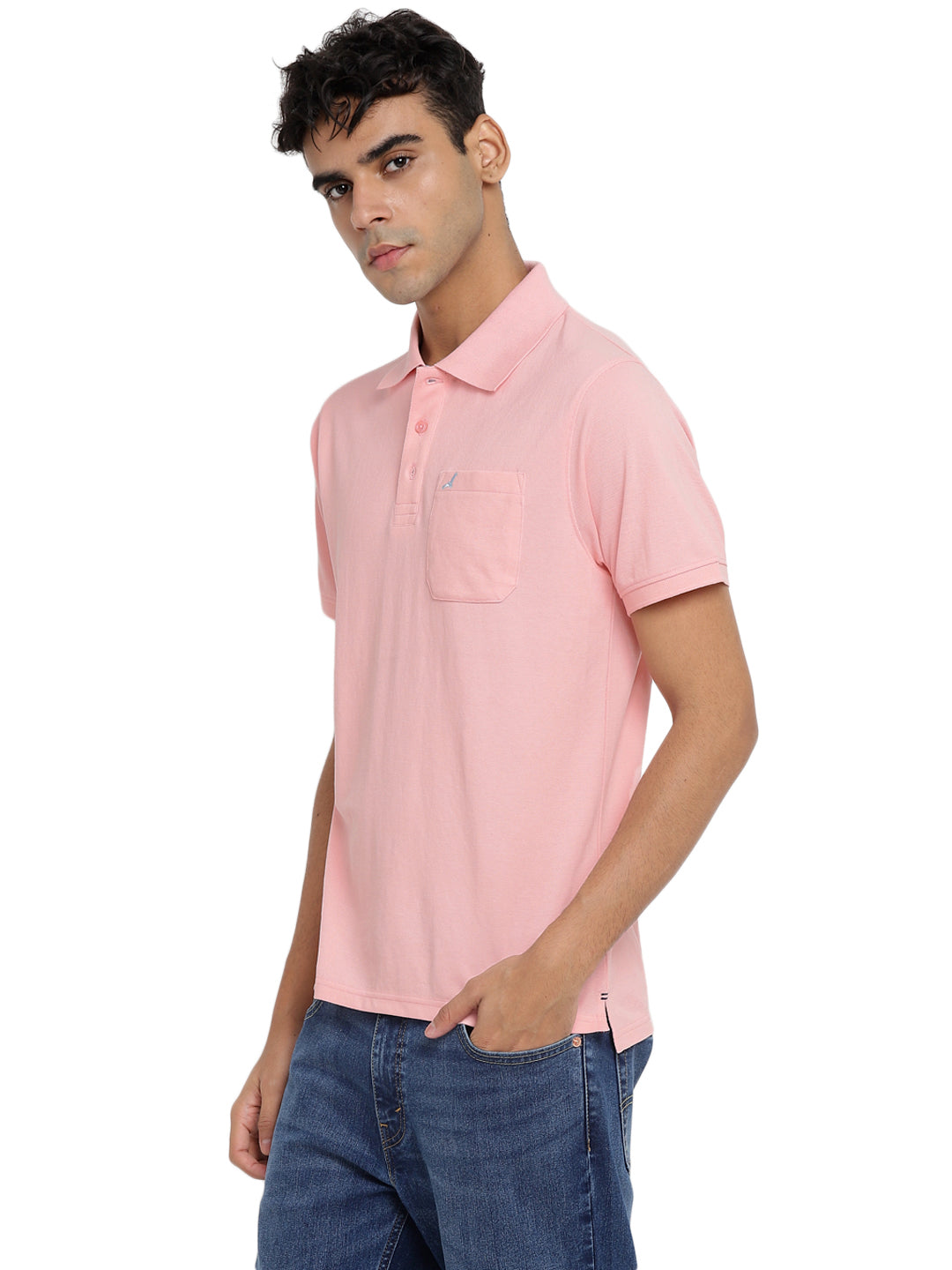 Polo Collar T-Shirt for Men with Pocket - Crystal Rose