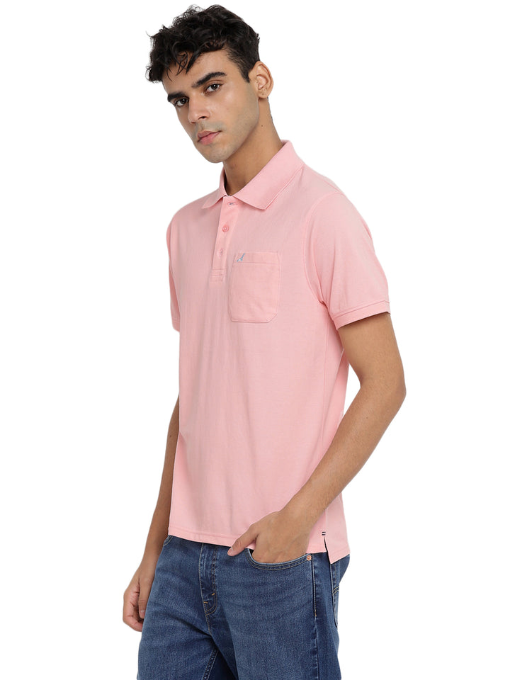 Polo Collar T-Shirt for Men with Pocket - Crystal Rose