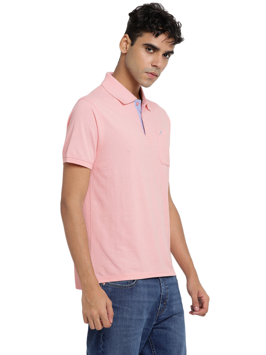 Polo Collar T-Shirt for Men with Pocket - Crystal Rose