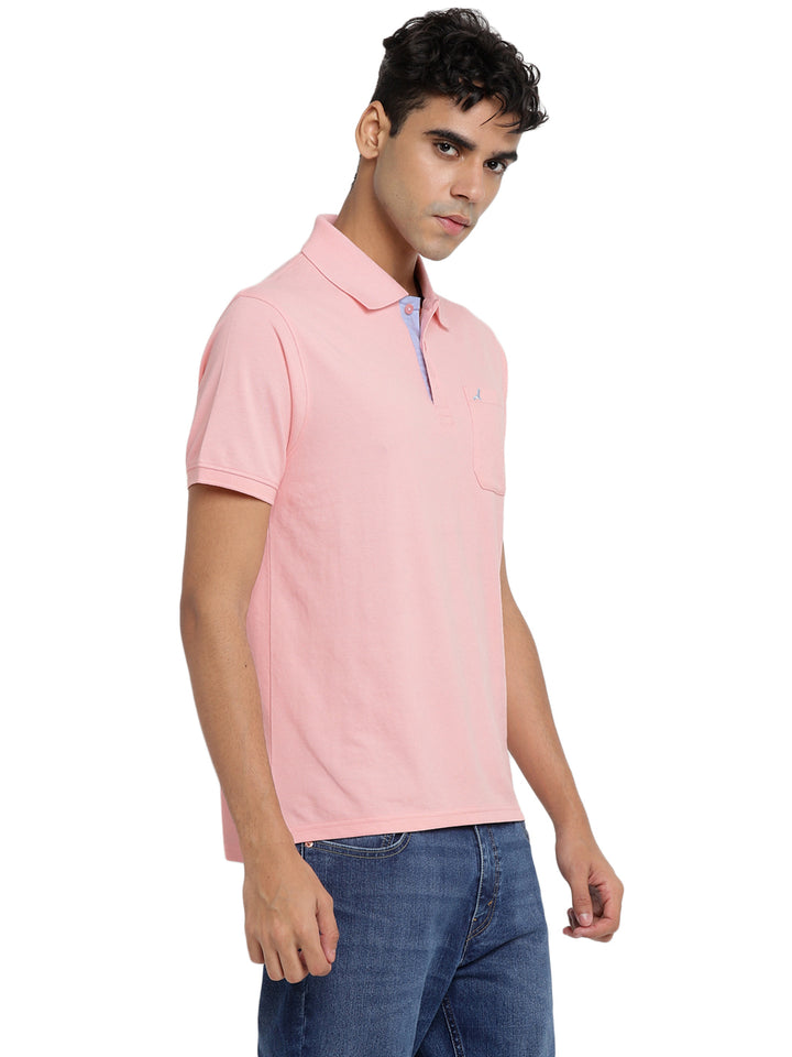 Polo Collar T-Shirt for Men with Pocket - Crystal Rose