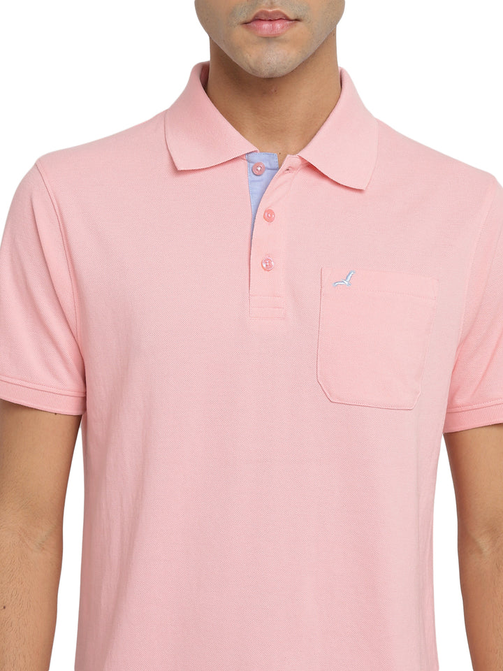 Polo Collar T-Shirt for Men with Pocket - Crystal Rose