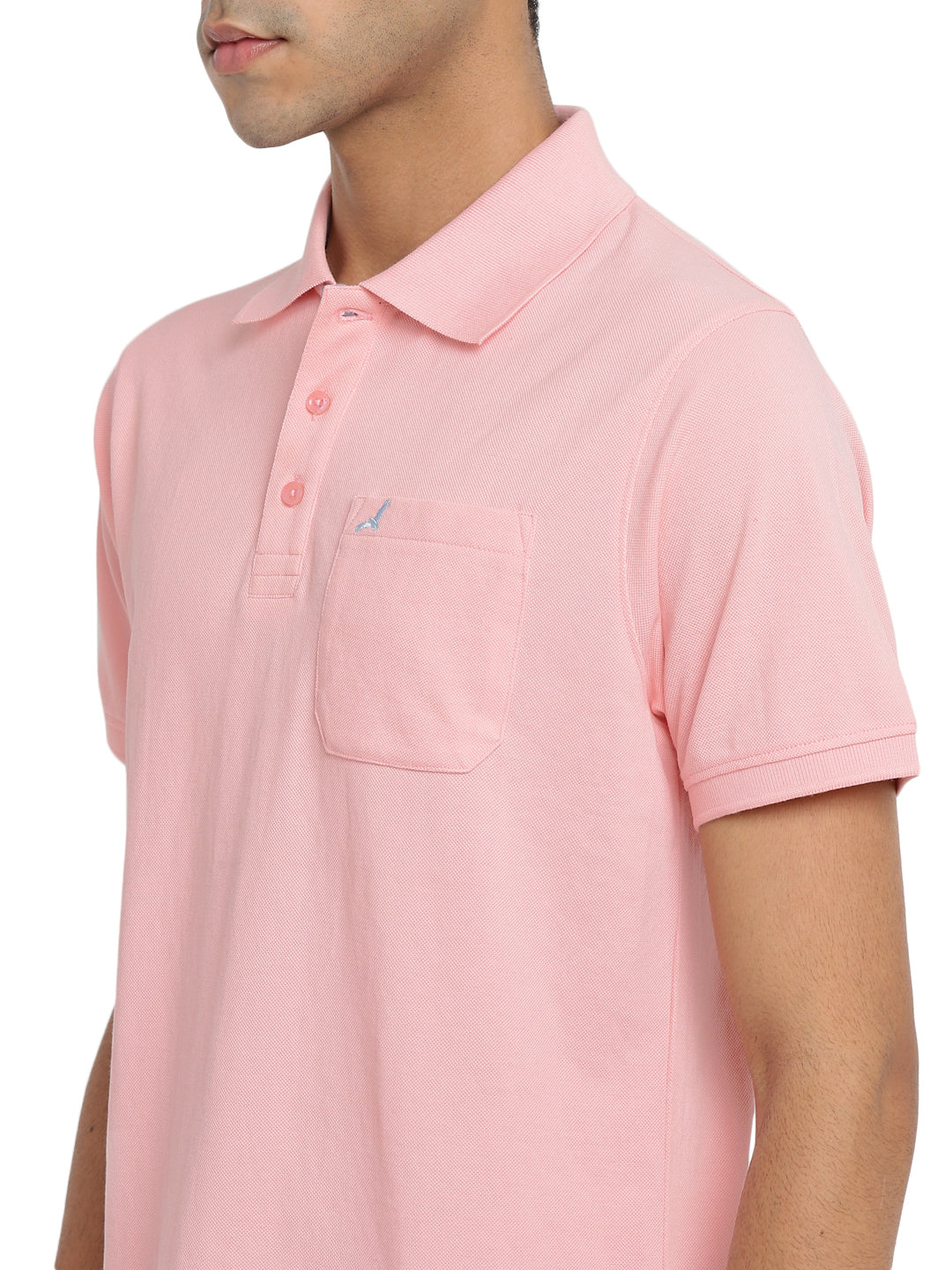 Polo Collar T-Shirt for Men with Pocket - Crystal Rose