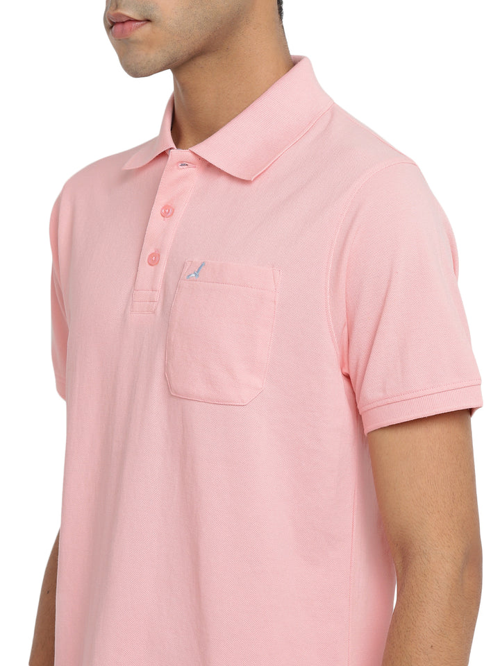 Polo Collar T-Shirt for Men with Pocket - Crystal Rose