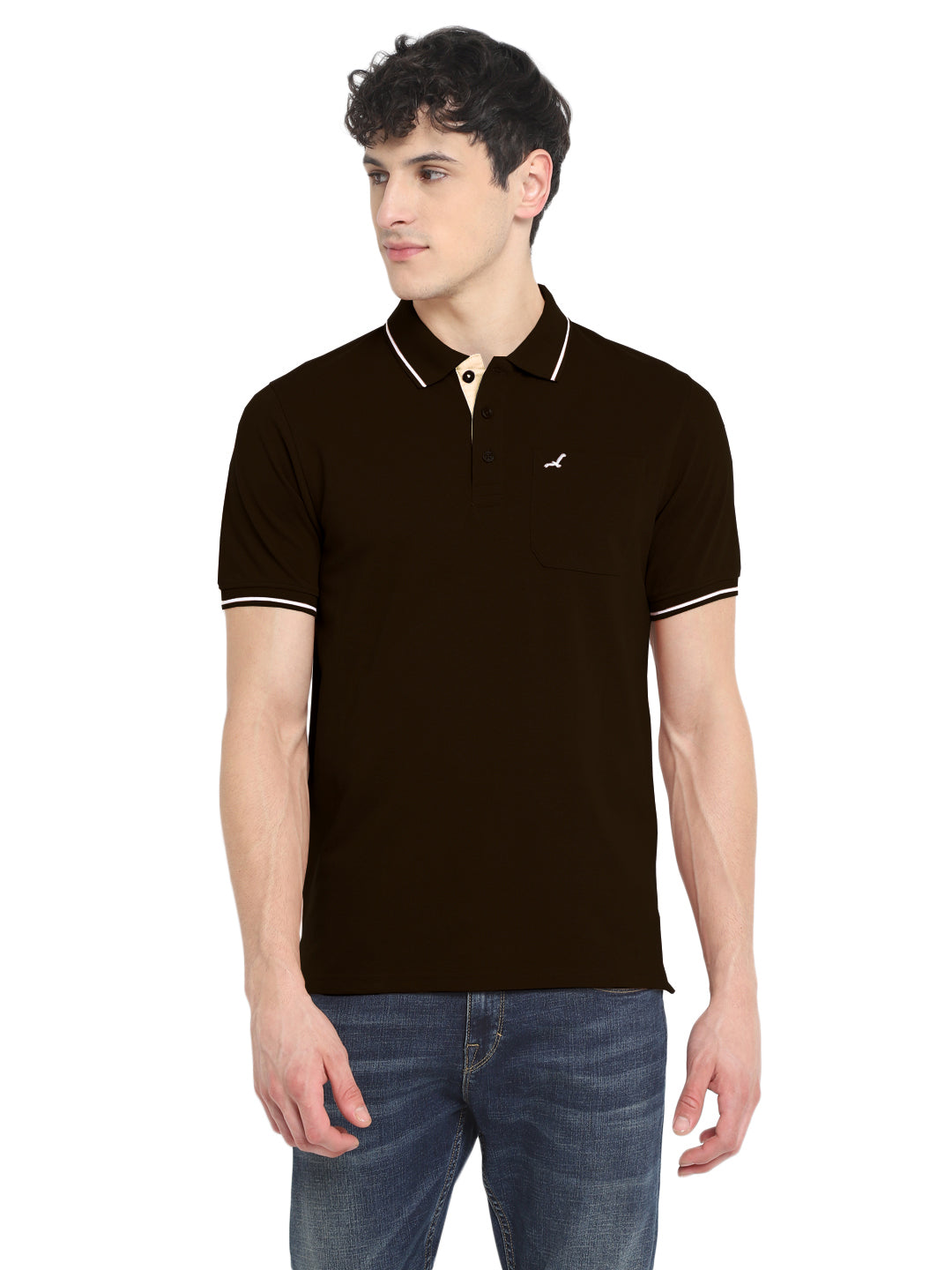 Polo Collar T-Shirt for Men with Pocket - Plum Chocolate