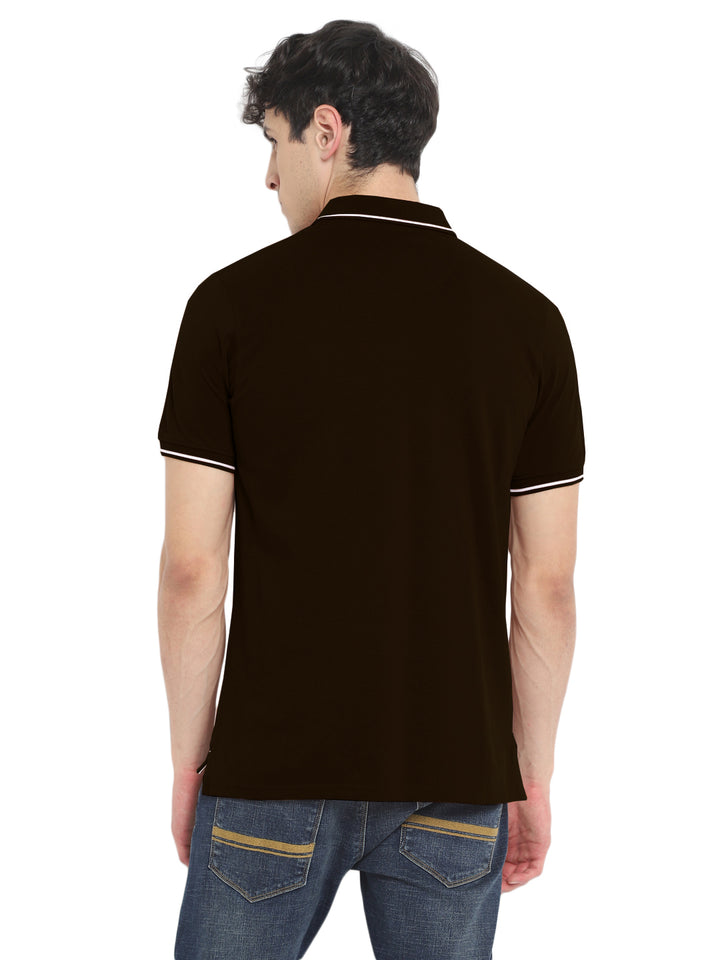 Polo Collar T-Shirt for Men with Pocket - Plum Chocolate