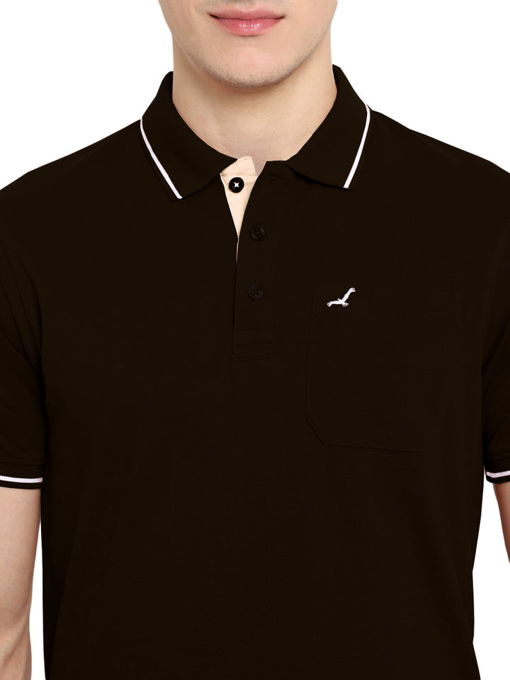 Polo Collar T-Shirt for Men with Pocket - Plum Chocolate