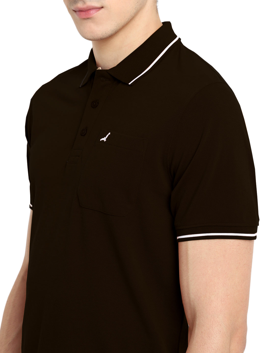 Polo Collar T-Shirt for Men with Pocket - Plum Chocolate