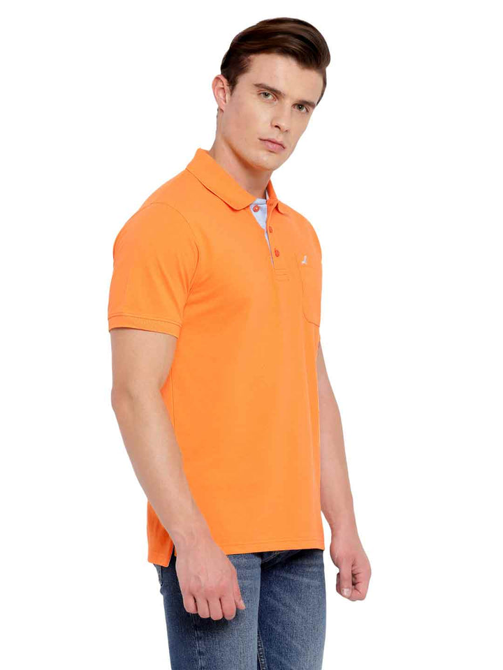 Polo Collar T-Shirt for Men with Pocket - Orange Peel
