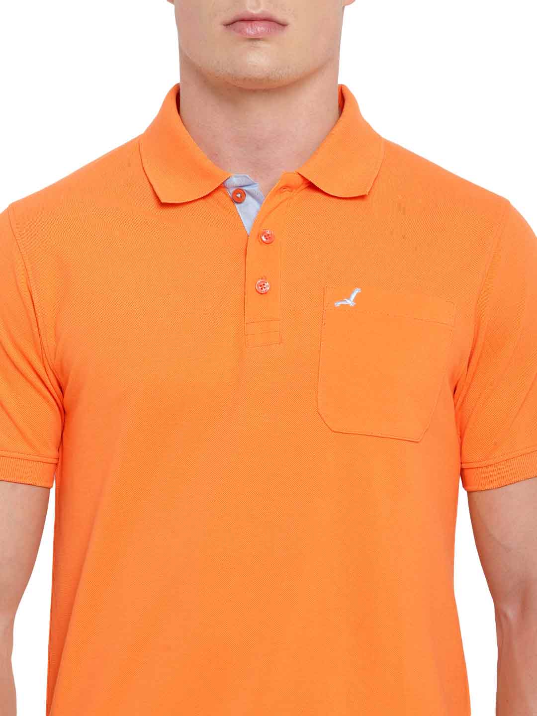 Polo Collar T-Shirt for Men with Pocket - Orange Peel