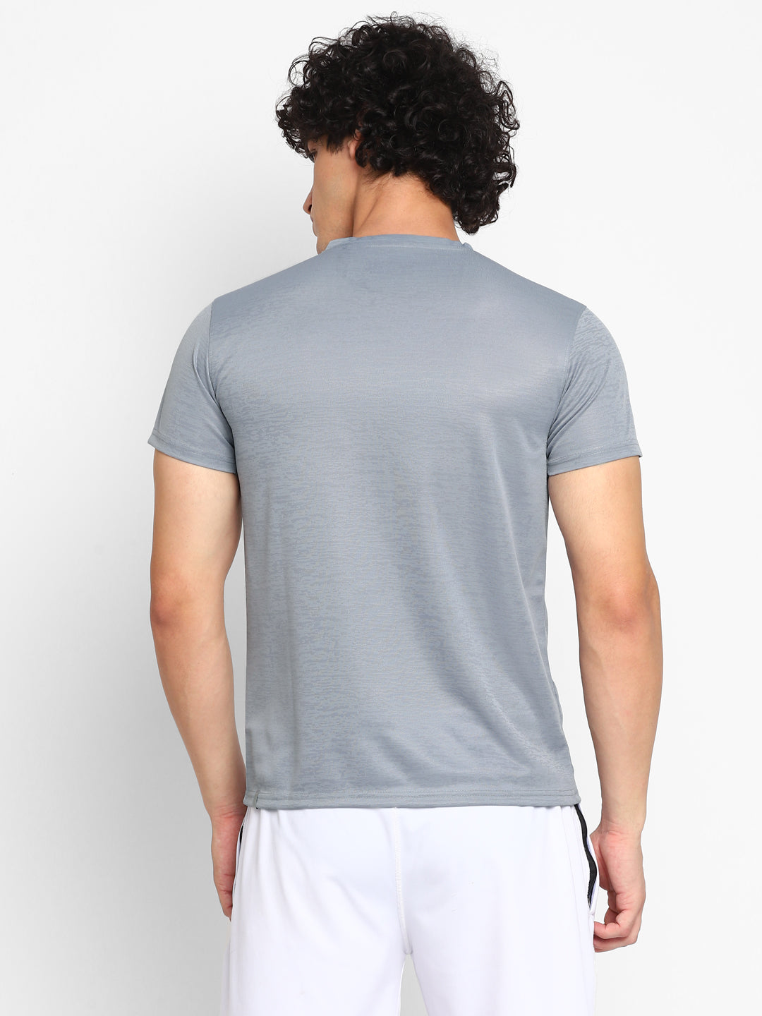 V Neck Sports T-Shirt for Men - Grey Jaquard (No Exchange No Return)