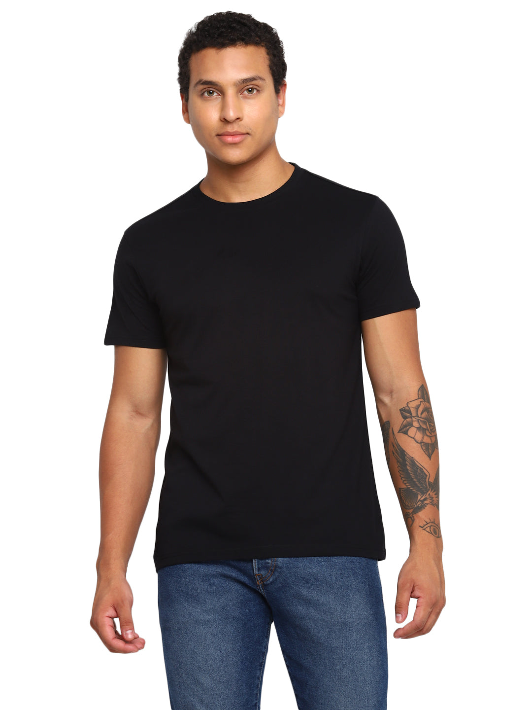 100% Cotton Round Neck T-Shirt for Men Regular Fit - Black