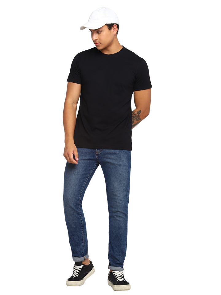 100% Cotton Round Neck T-Shirt for Men Regular Fit - Black