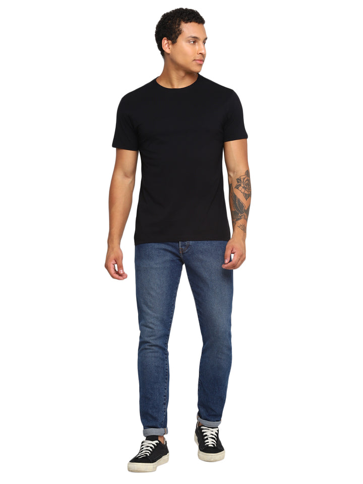 100% Cotton Round Neck T-Shirt for Men Regular Fit - Black