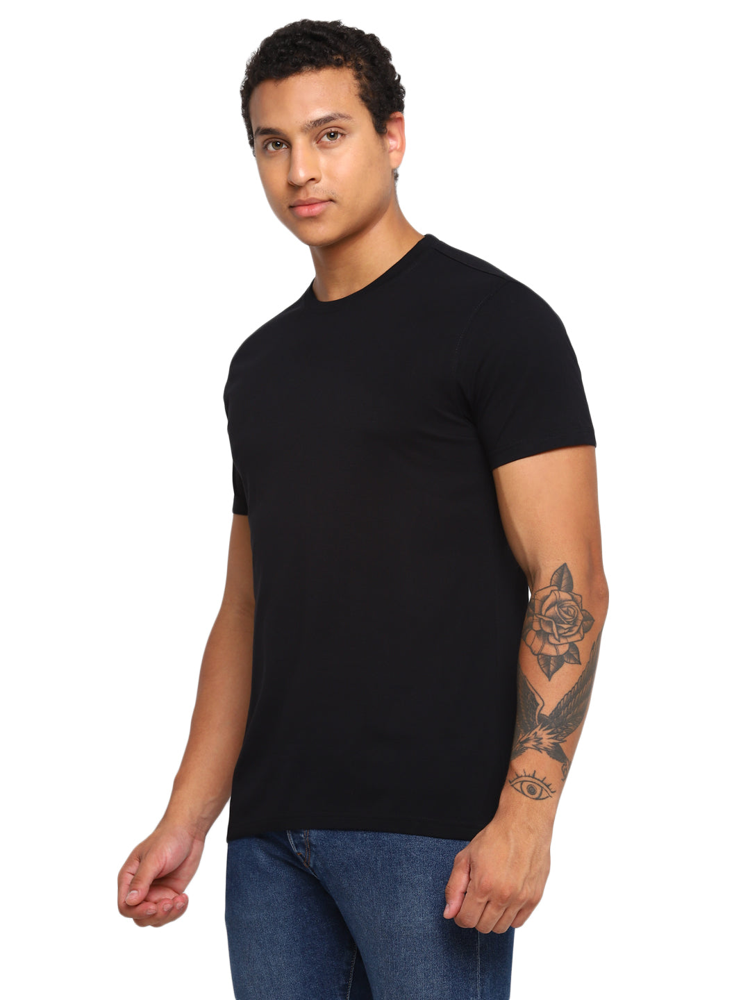 100% Cotton Round Neck T-Shirt for Men Regular Fit - Black