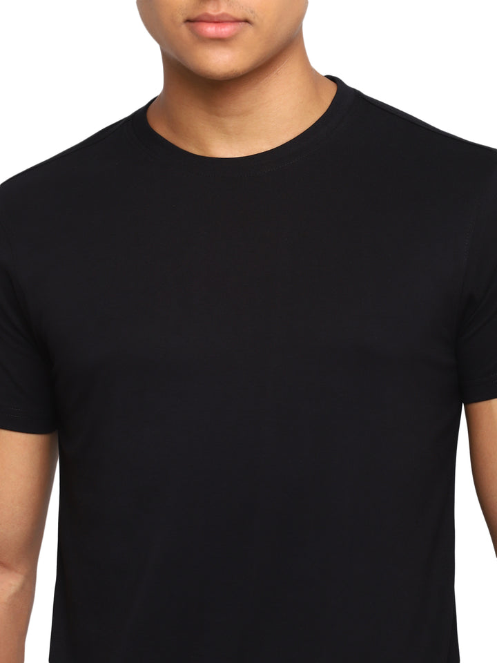 100% Cotton Round Neck T-Shirt for Men Regular Fit - Black