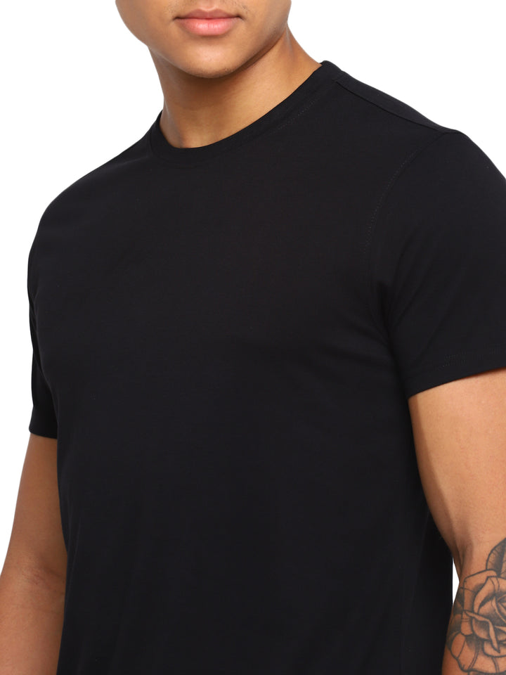 100% Cotton Round Neck T-Shirt for Men Regular Fit - Black