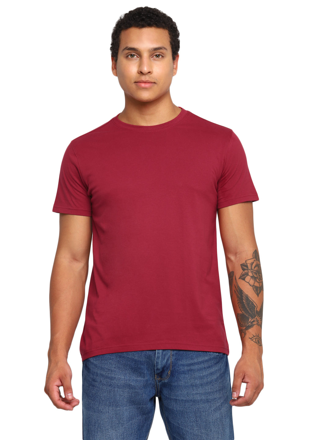 100% Cotton Round Neck T-Shirt for Men Regular Fit - Rio Red