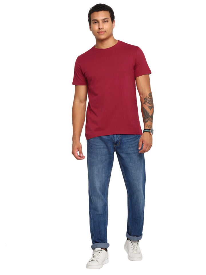 100% Cotton Round Neck T-Shirt for Men Regular Fit - Rio Red