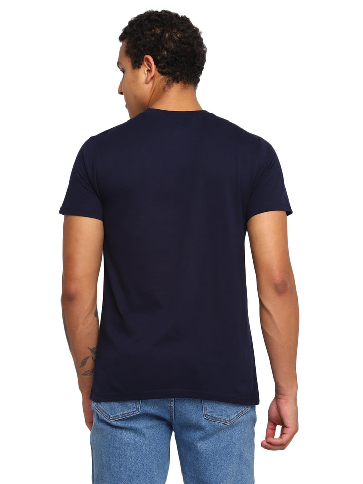 100% Cotton Round Neck T-Shirt for Men Regular Fit - Navy