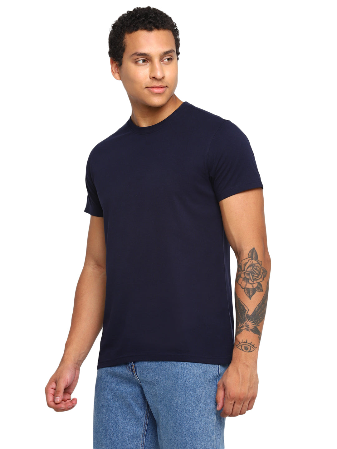 100% Cotton Round Neck T-Shirt for Men Regular Fit - Navy