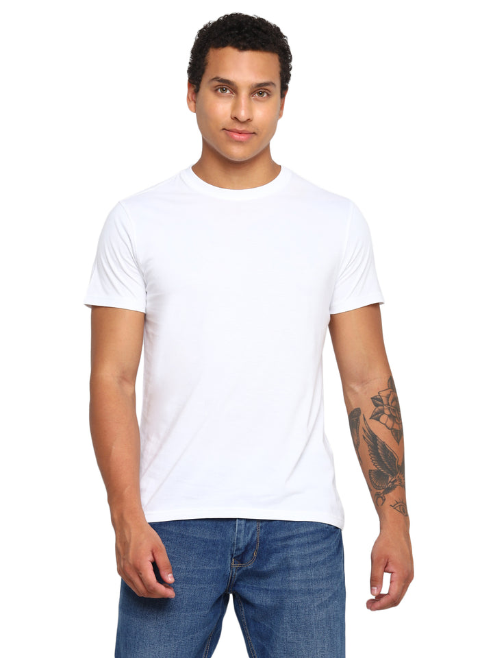 100% Cotton Round Neck T-Shirt for Men Regular Fit - White