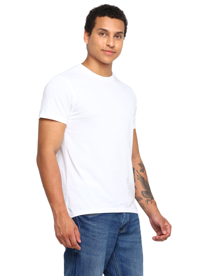 100% Cotton Round Neck T-Shirt for Men Regular Fit - White