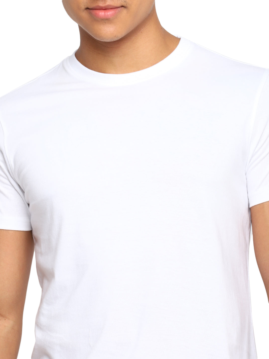 100% Cotton Round Neck T-Shirt for Men Regular Fit - White