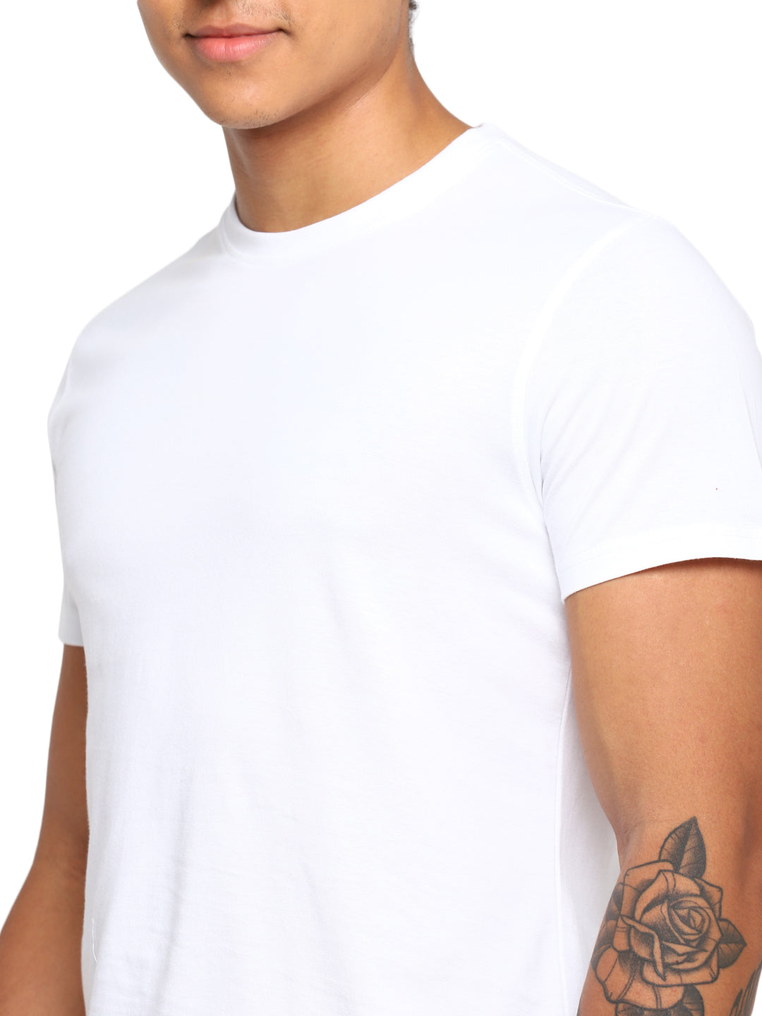 100% Cotton Round Neck T-Shirt for Men Regular Fit - White