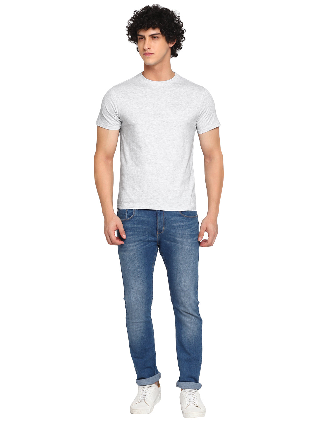 Round Neck T-Shirt for Men - Ecru Melange