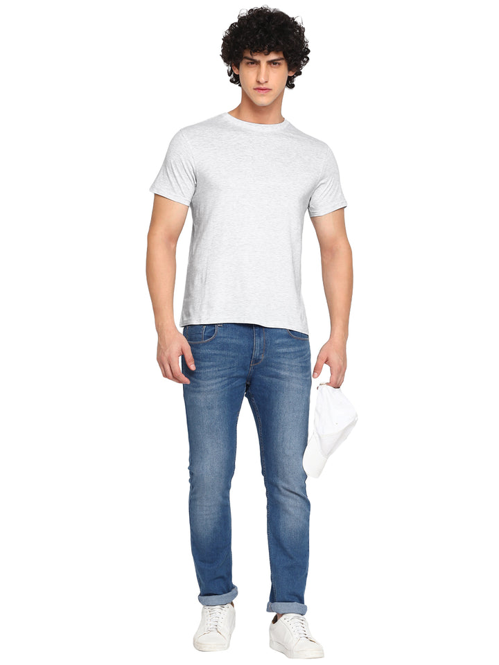 Round Neck T-Shirt for Men - Ecru Melange