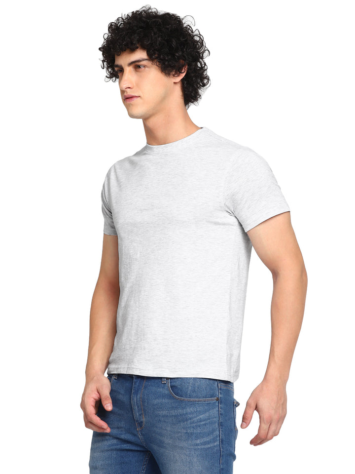 Round Neck T-Shirt for Men - Ecru Melange