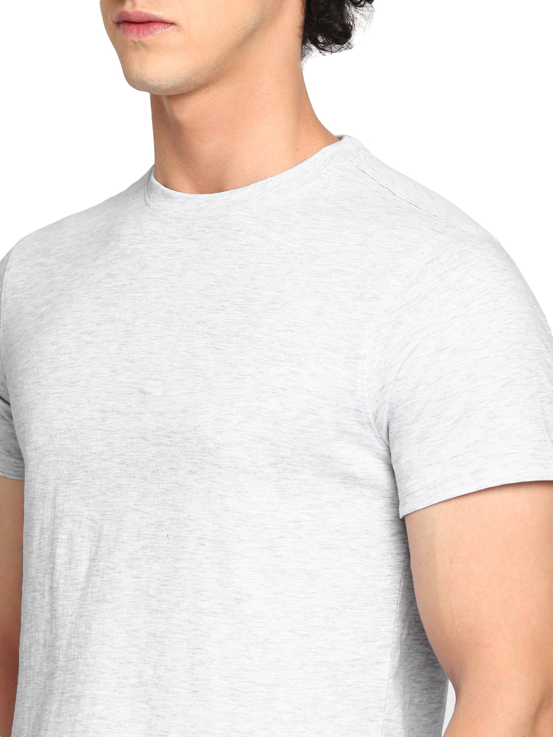 Round Neck T-Shirt for Men - Ecru Melange
