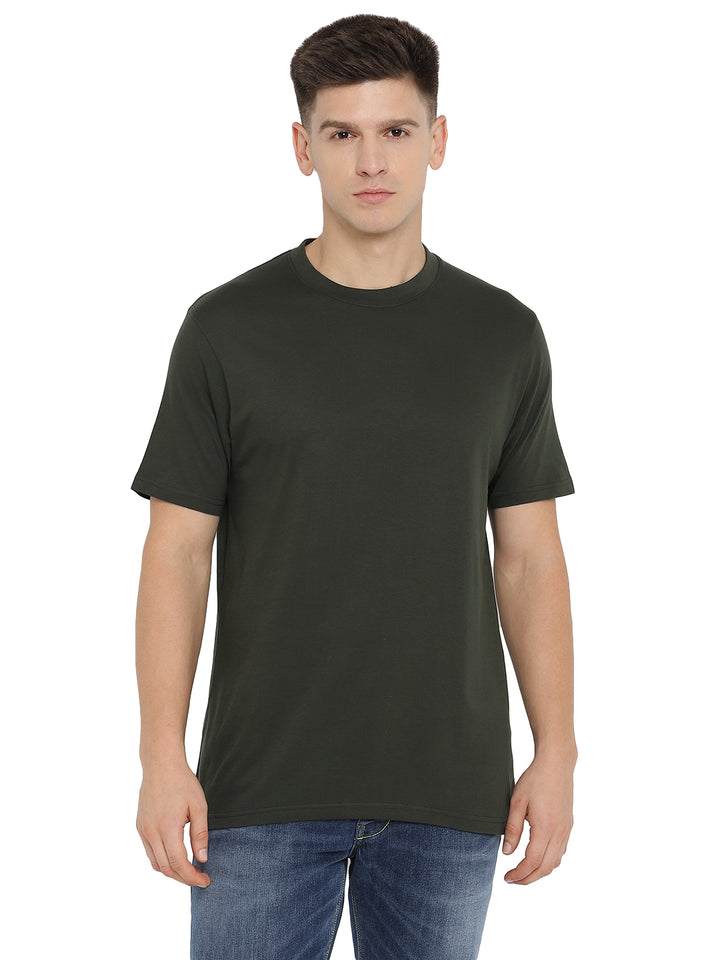Supima Cotton Round Neck T-Shirt for Men - Dark Olive