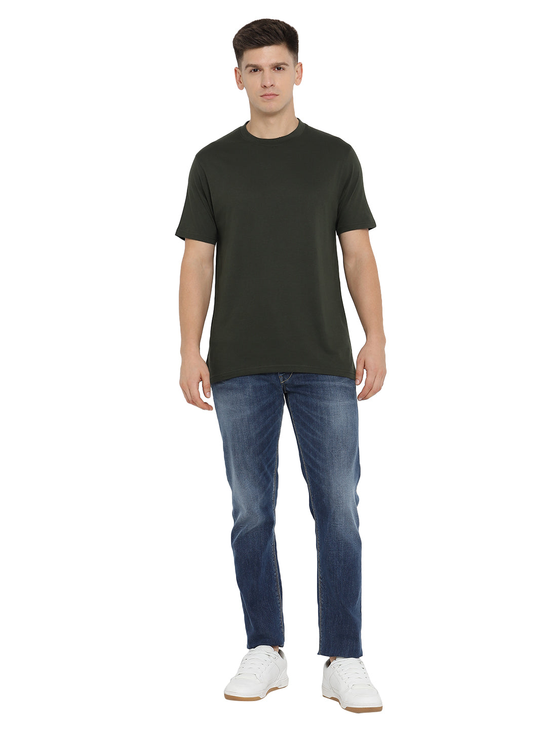 Supima Cotton Round Neck T-Shirt for Men - Dark Olive