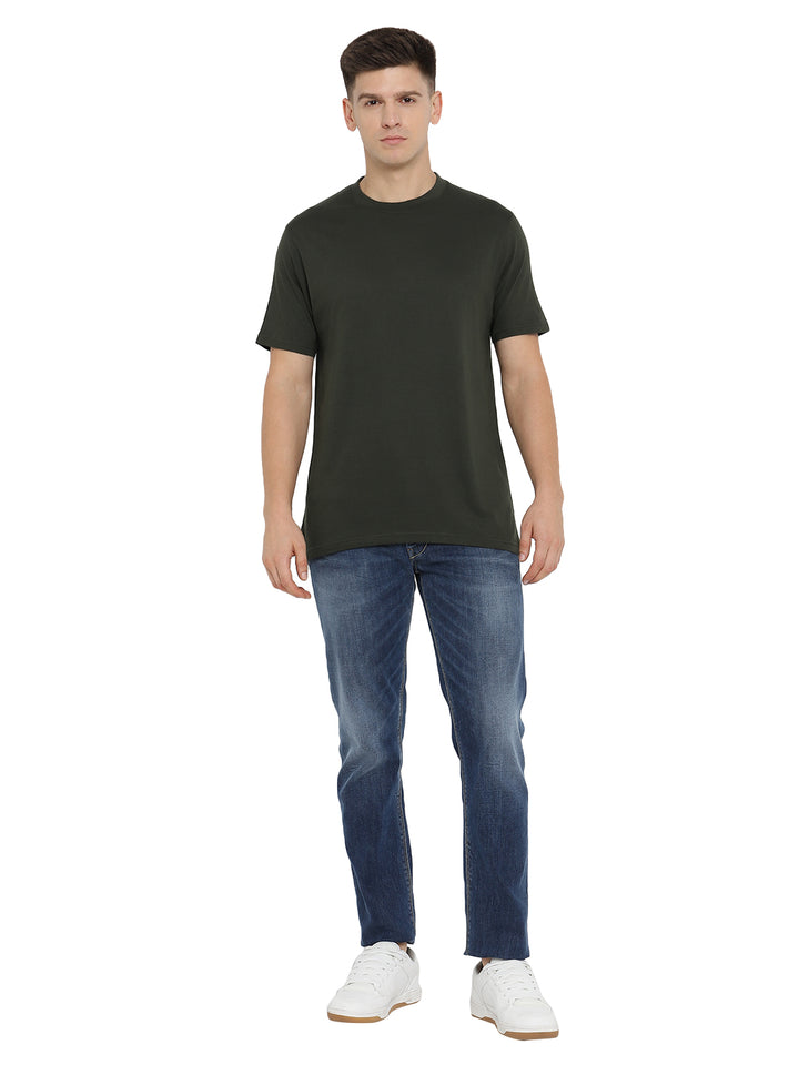 Supima Cotton Round Neck T-Shirt for Men - Dark Olive