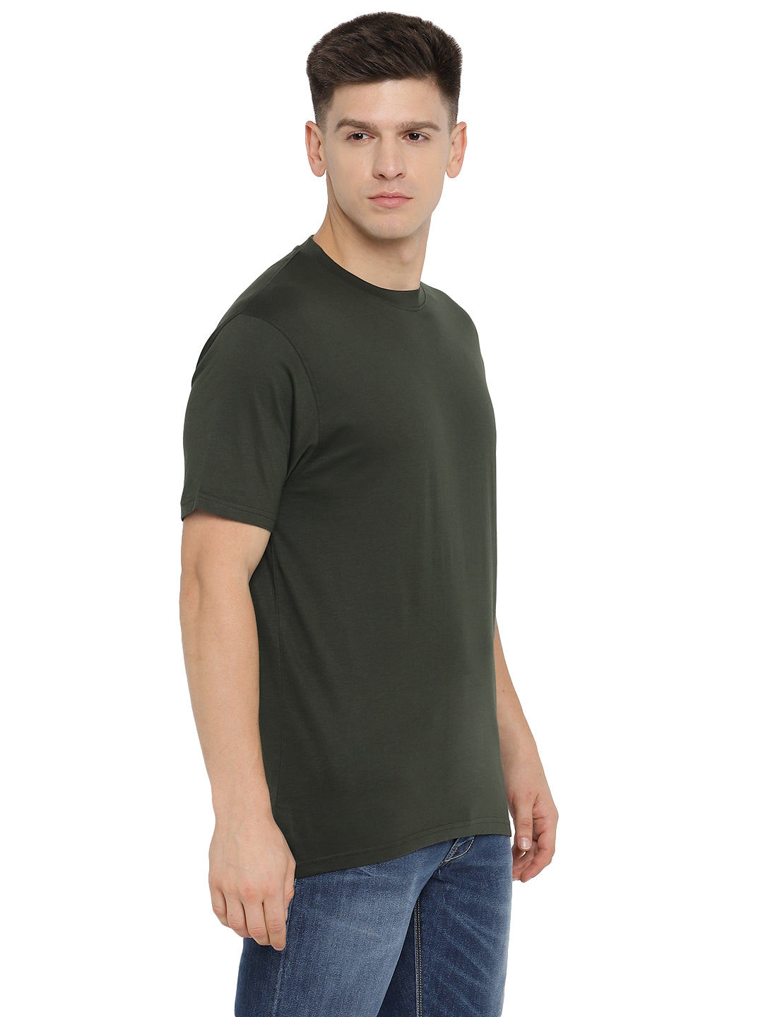 Supima Cotton Round Neck T-Shirt for Men - Dark Olive
