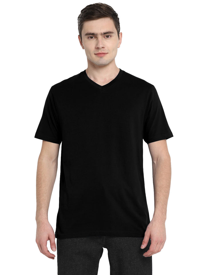 Supima Cotton V Neck T-Shirt for Men - Black