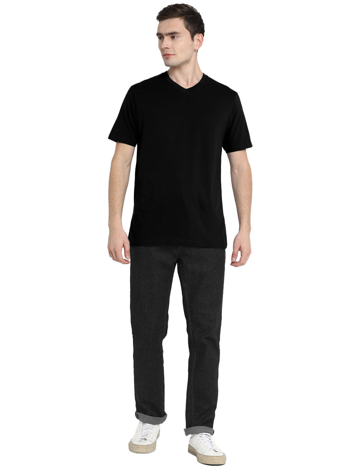 Supima Cotton V Neck T-Shirt for Men - Black