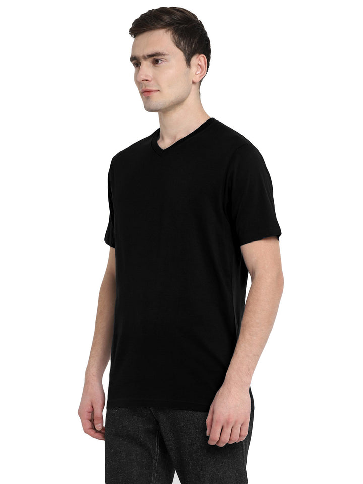 Supima Cotton V Neck T-Shirt for Men - Black