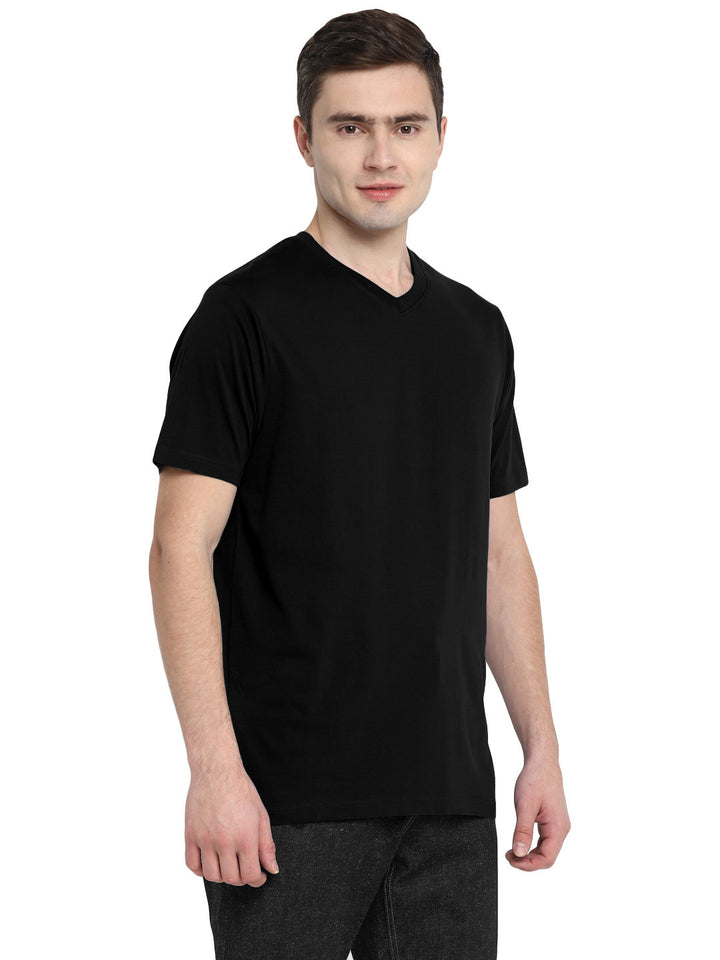 Supima Cotton V Neck T-Shirt for Men - Black