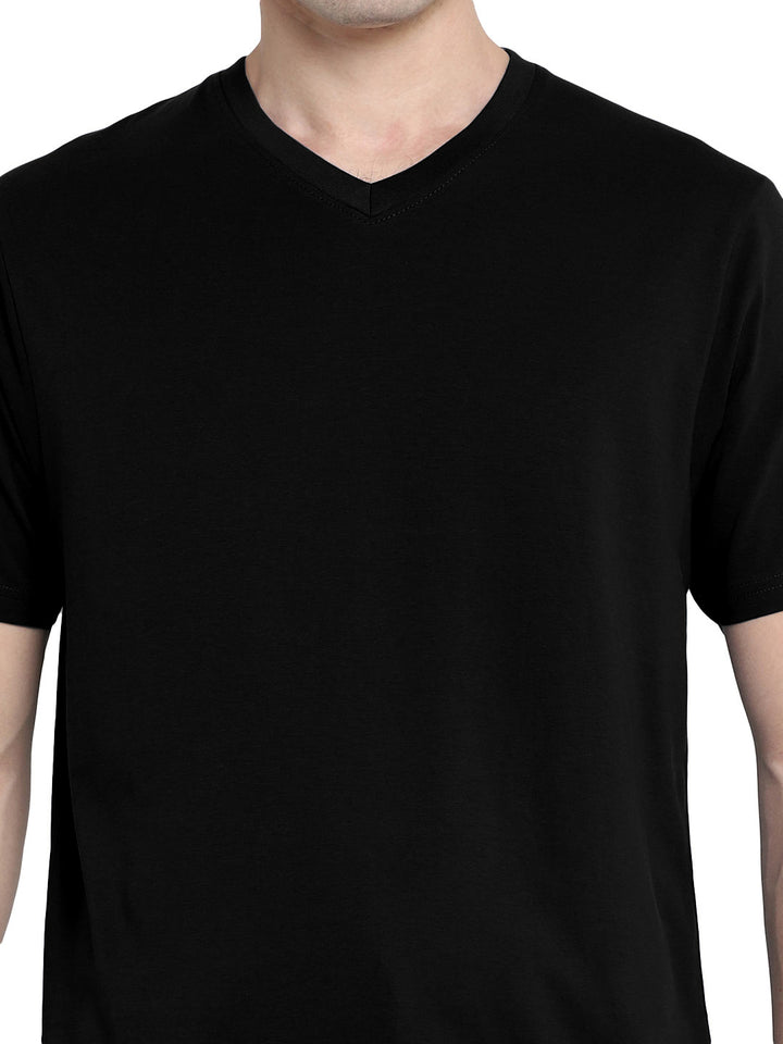 Supima Cotton V Neck T-Shirt for Men - Black