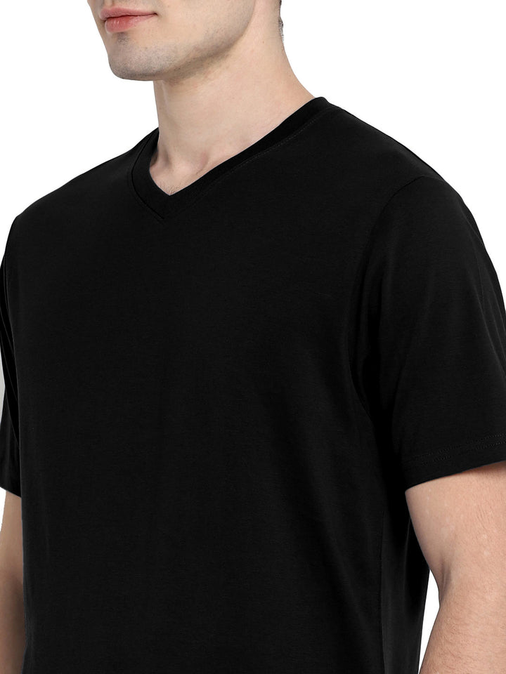 Supima Cotton V Neck T-Shirt for Men - Black