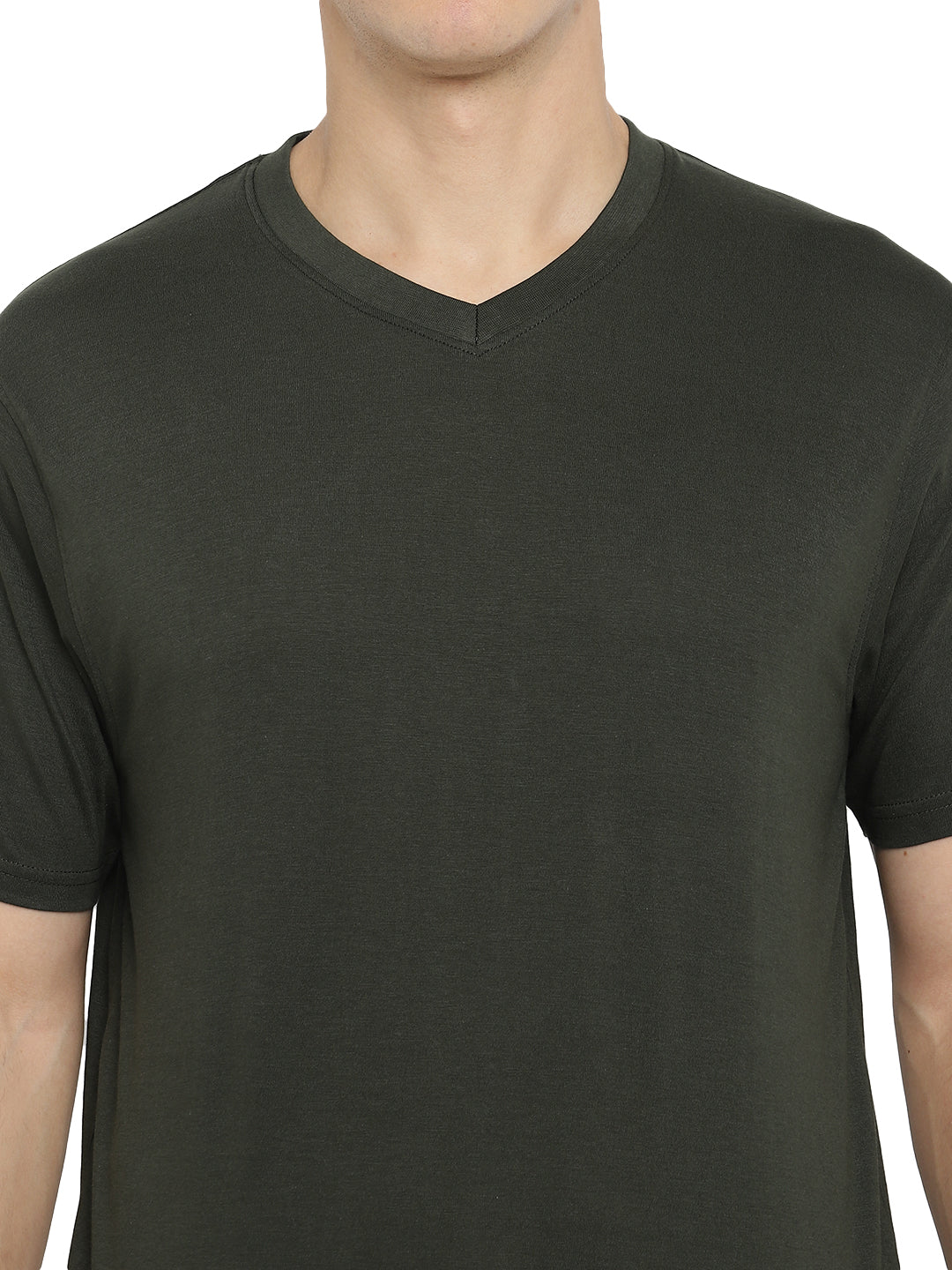 Supima Cotton V Neck T-Shirt for Men - Dark Olive